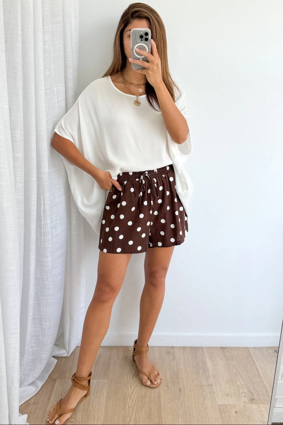 Luna Belle Shorts - Chocolate Polka Dot - Image 6