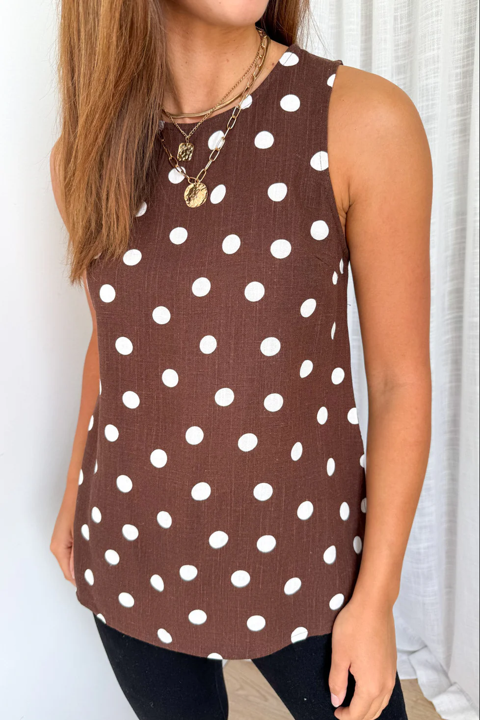 Luna Belle Top - Chocolate Polka Dot - Image 2