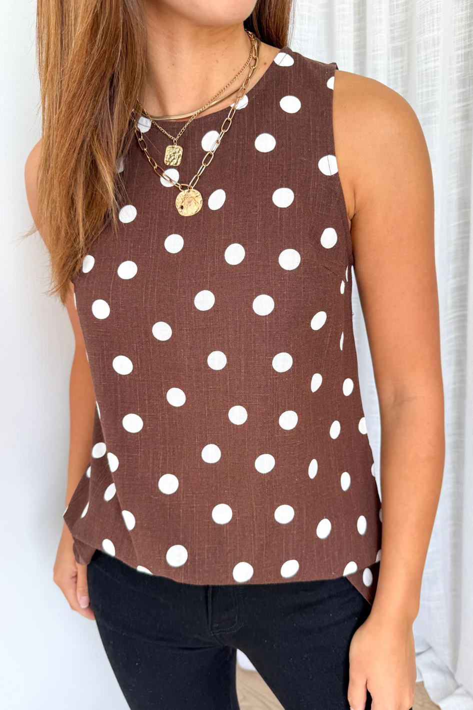 Luna Belle Top - Chocolate Polka Dot - Image 3