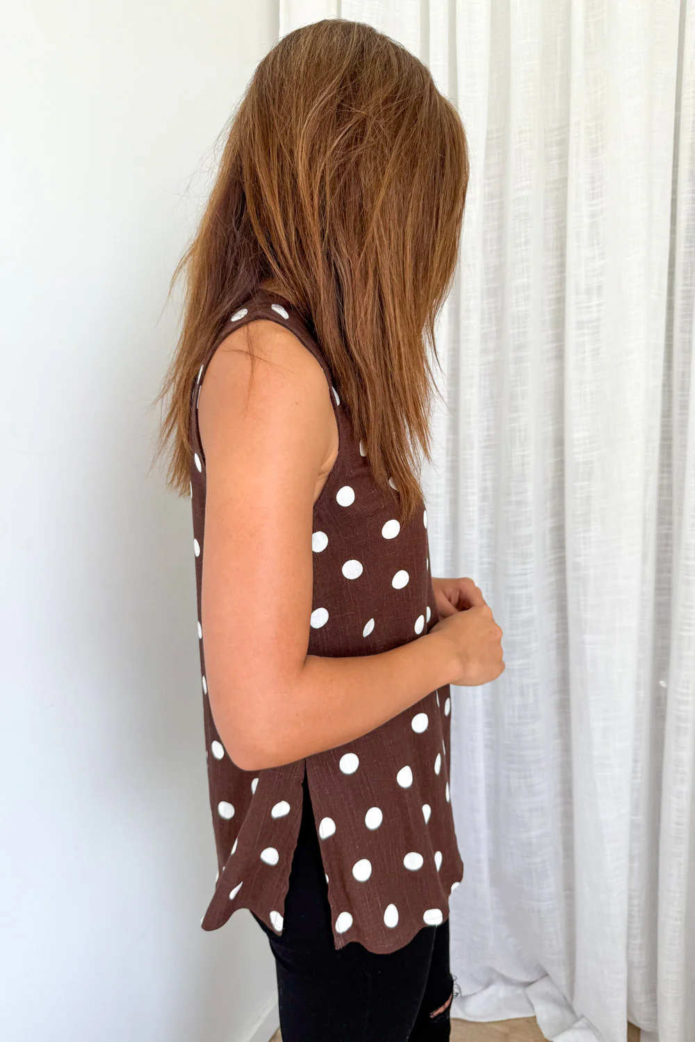 Luna Belle Top - Chocolate Polka Dot - Image 6