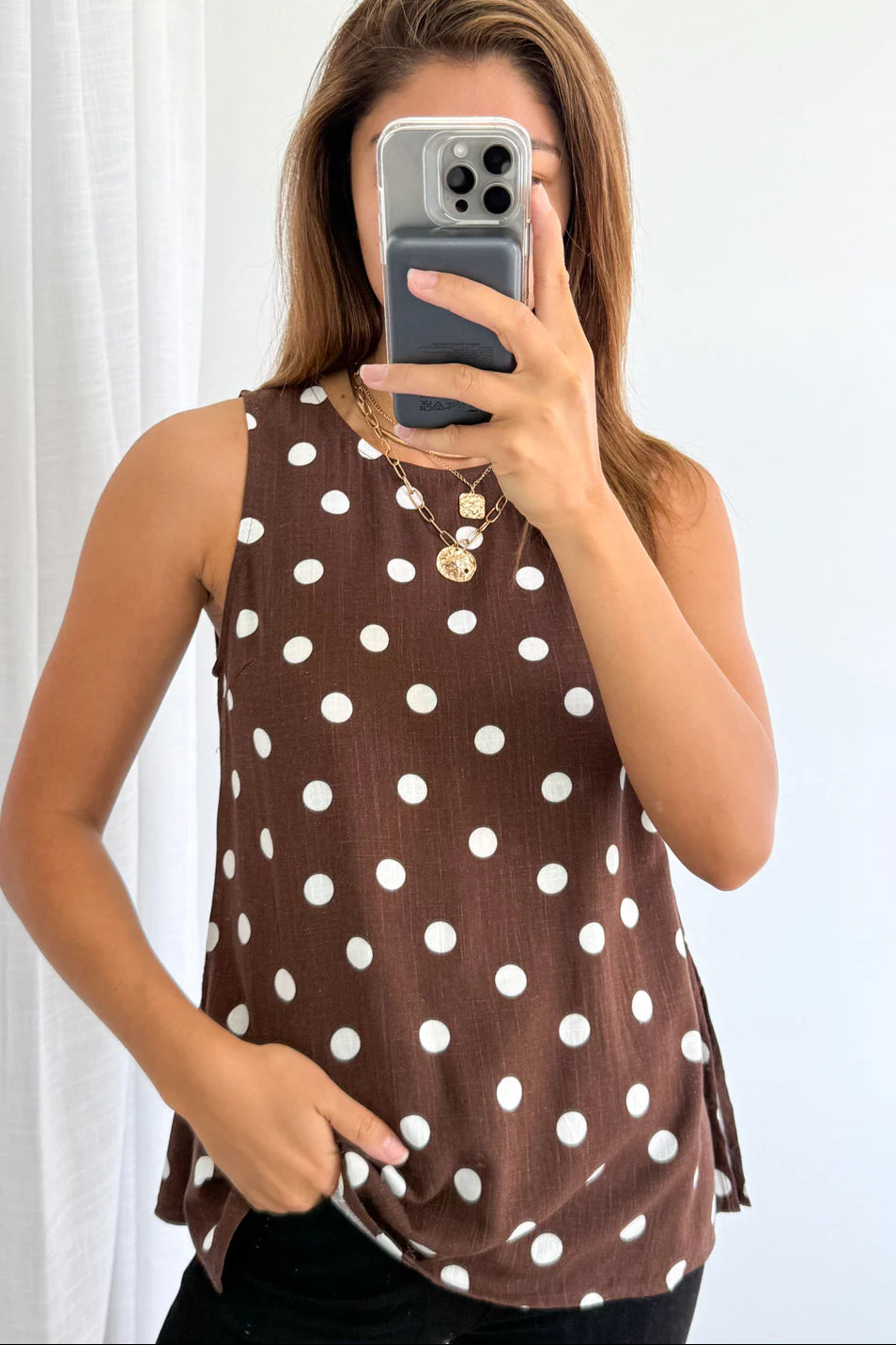 Luna Belle Top - Chocolate Polka Dot - Image 8