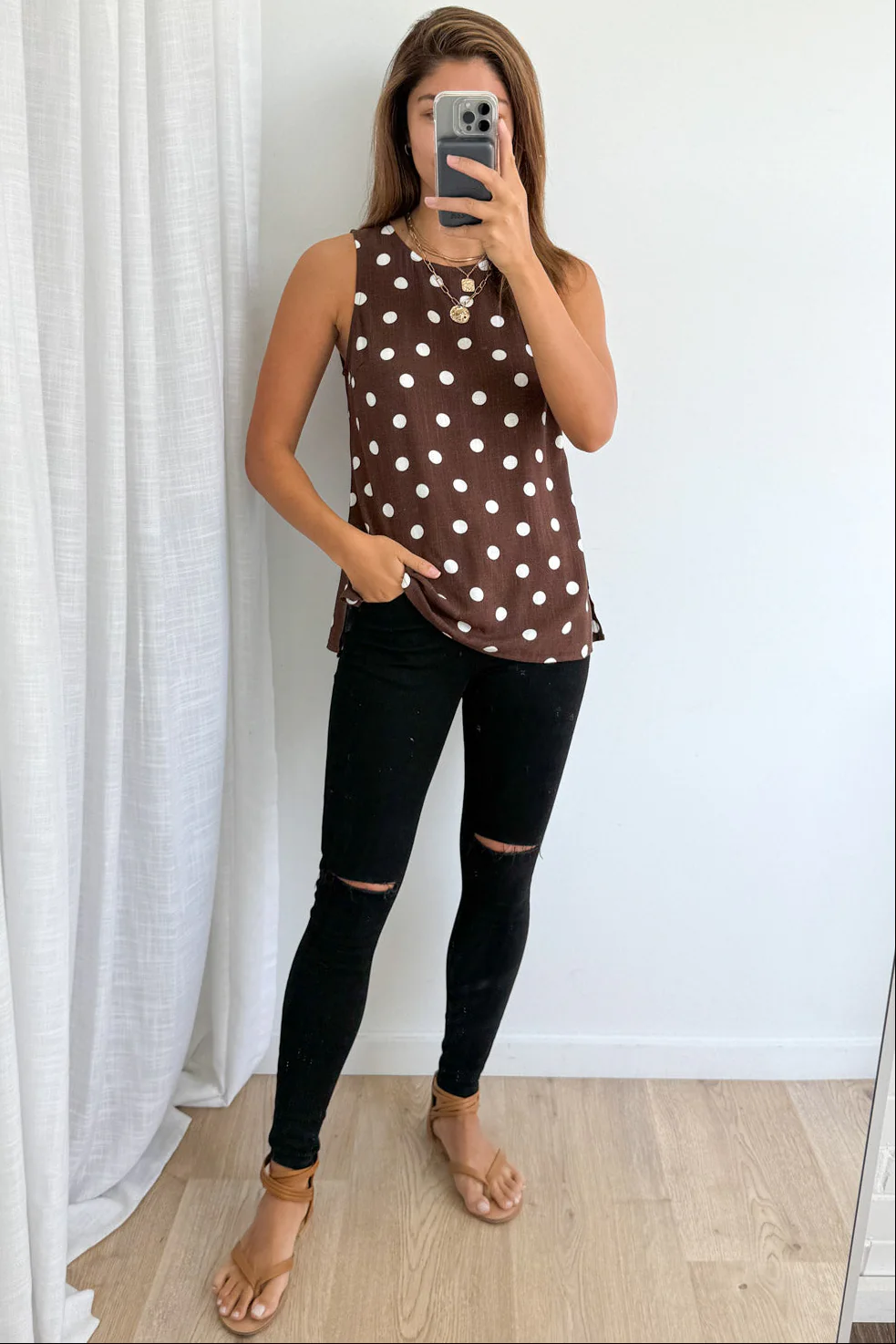 Luna Belle Top - Chocolate Polka Dot - Image 9