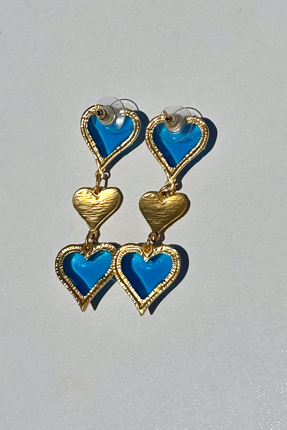 Luna Love Heart Earrings - Ocean Blue - Image 3