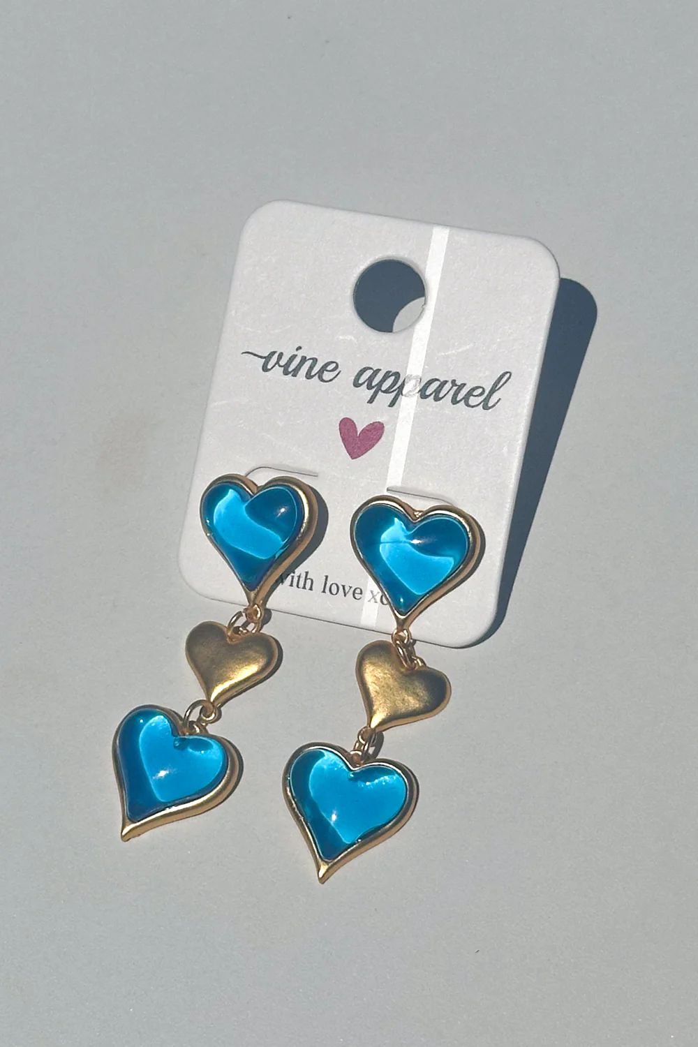 Luna Love Heart Earrings - Ocean Blue - Image 4