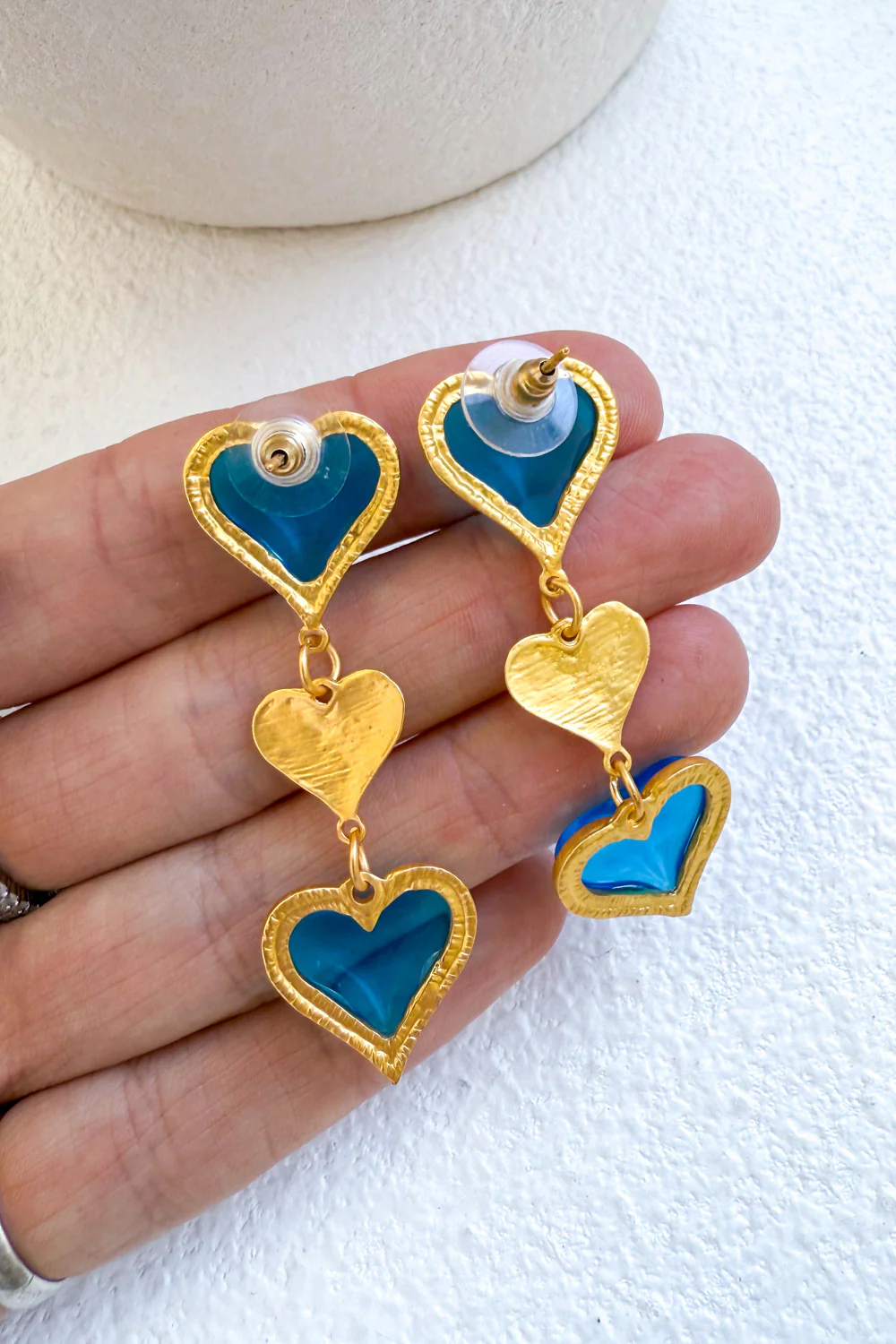 Luna Love Heart Earrings - Ocean Blue - Image 5