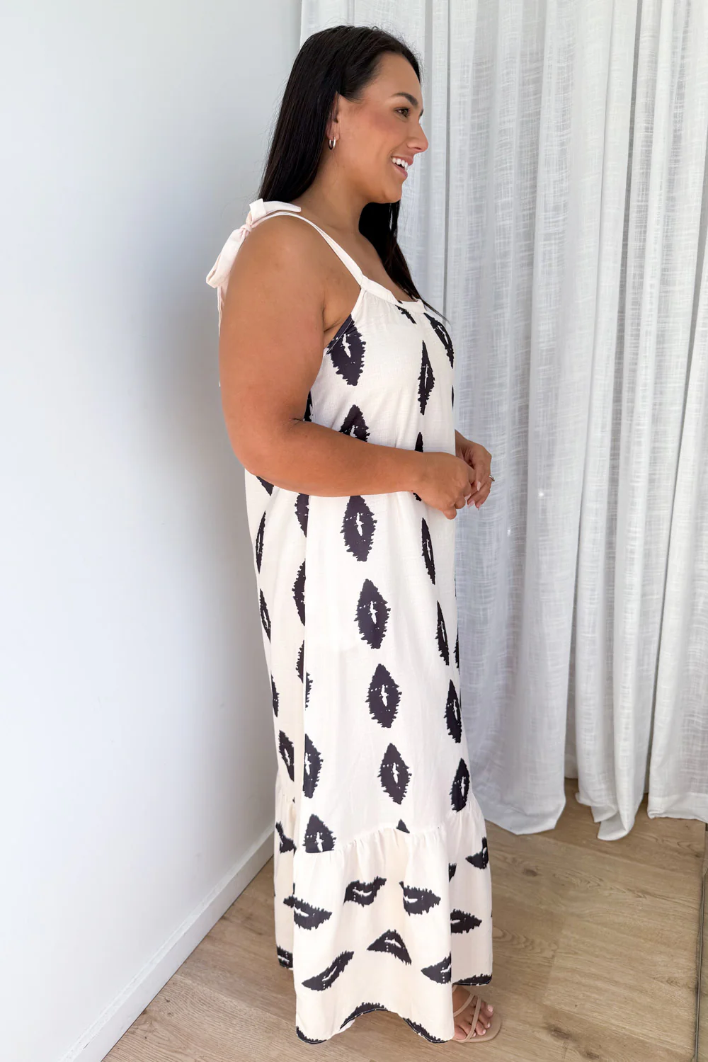 Luna Moon Dress - Cream Black Geo - Image 7