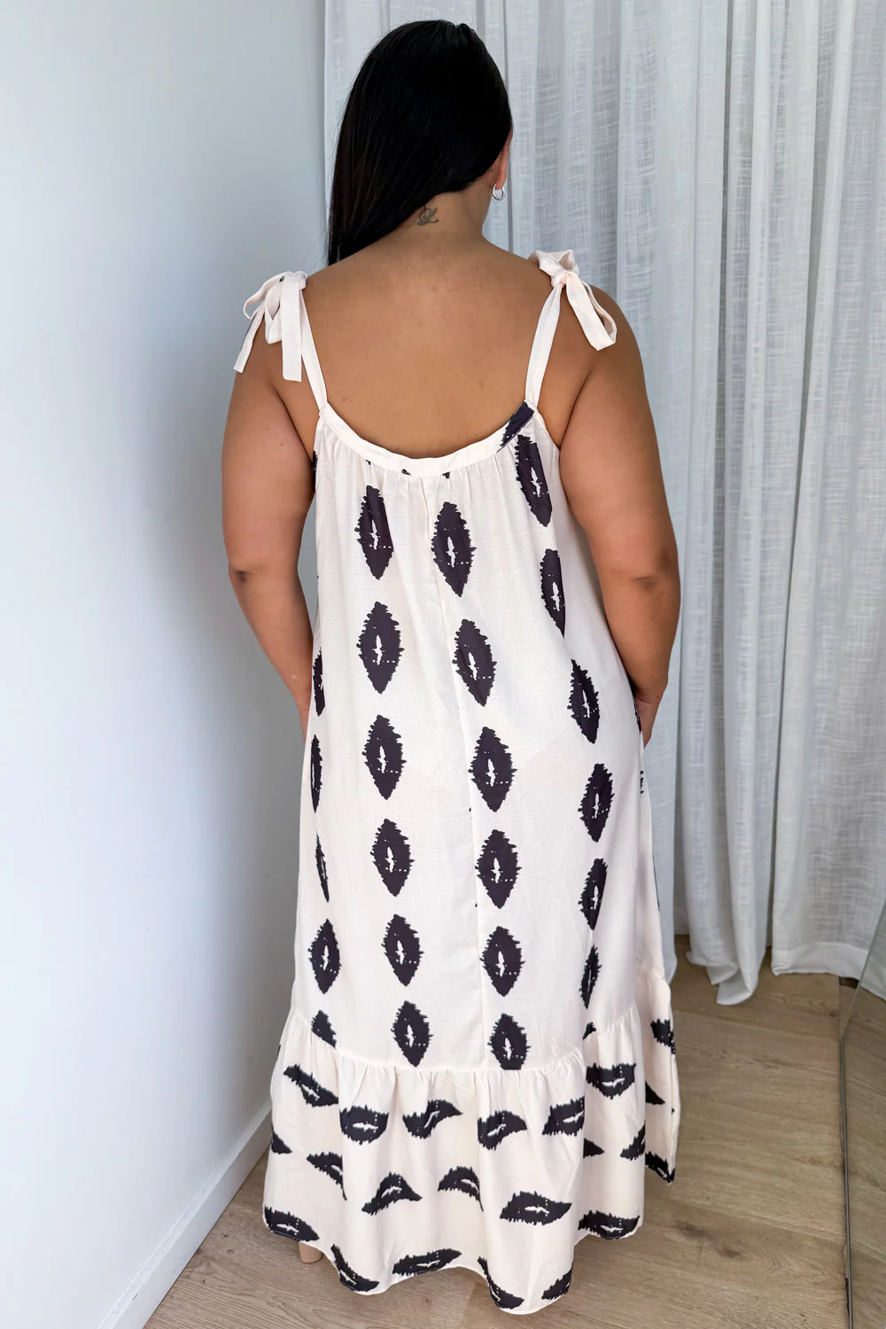 Luna Moon Dress - Cream Black Geo - Image 8