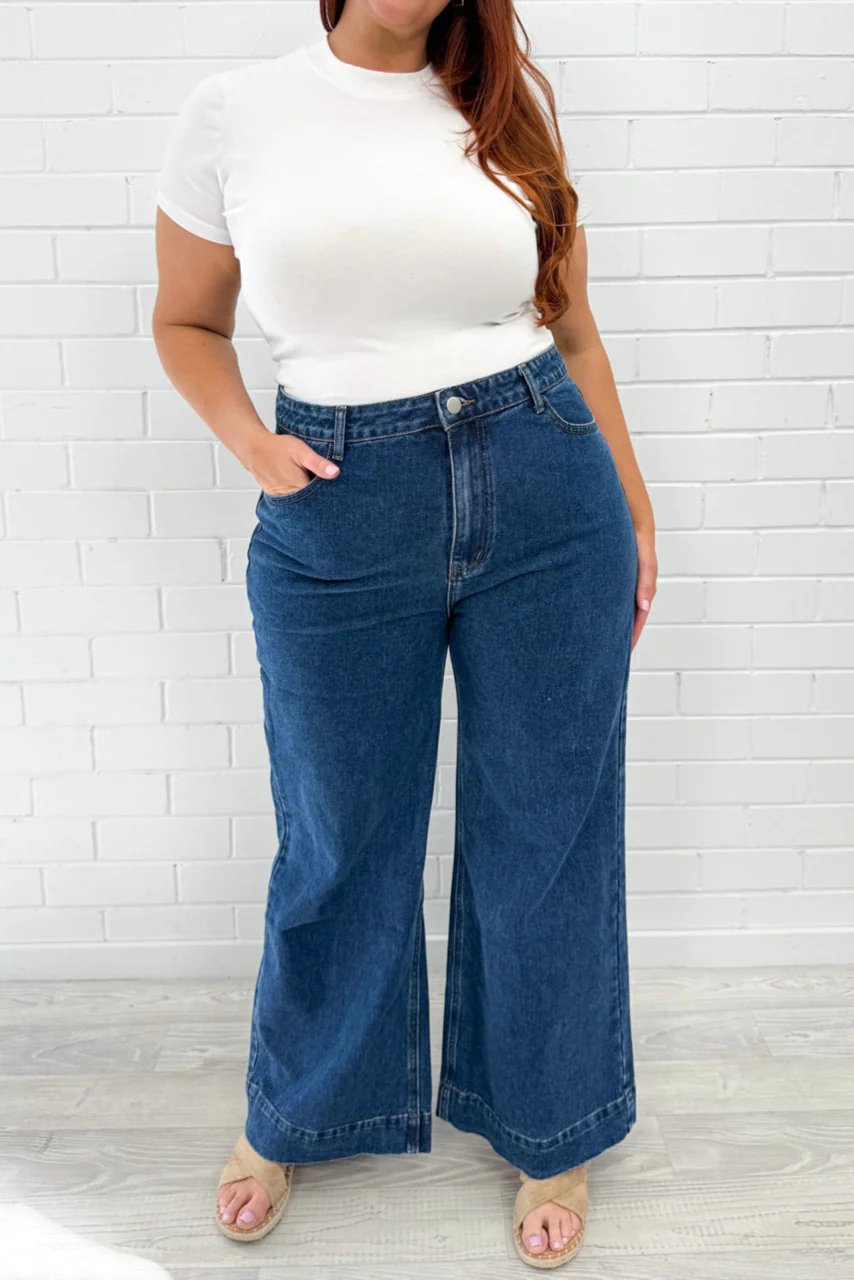Maggie High Rise Wide Leg Denim Jeans - Image 17