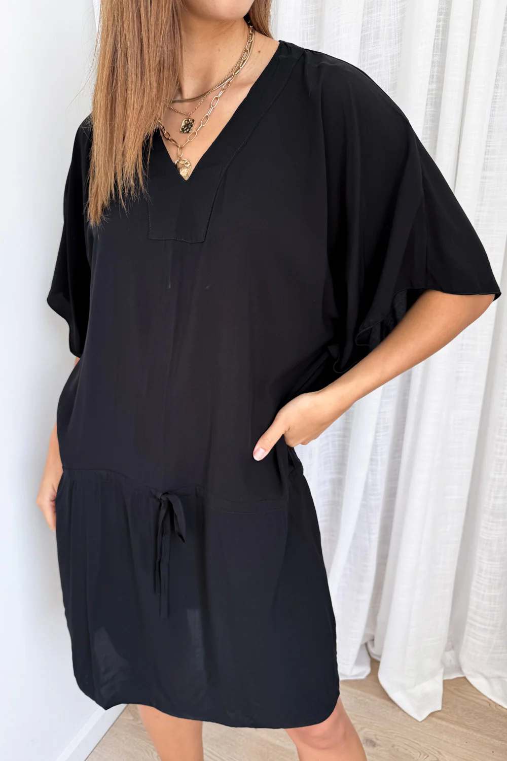Mandala Kaftan - Plain Black - Image 2
