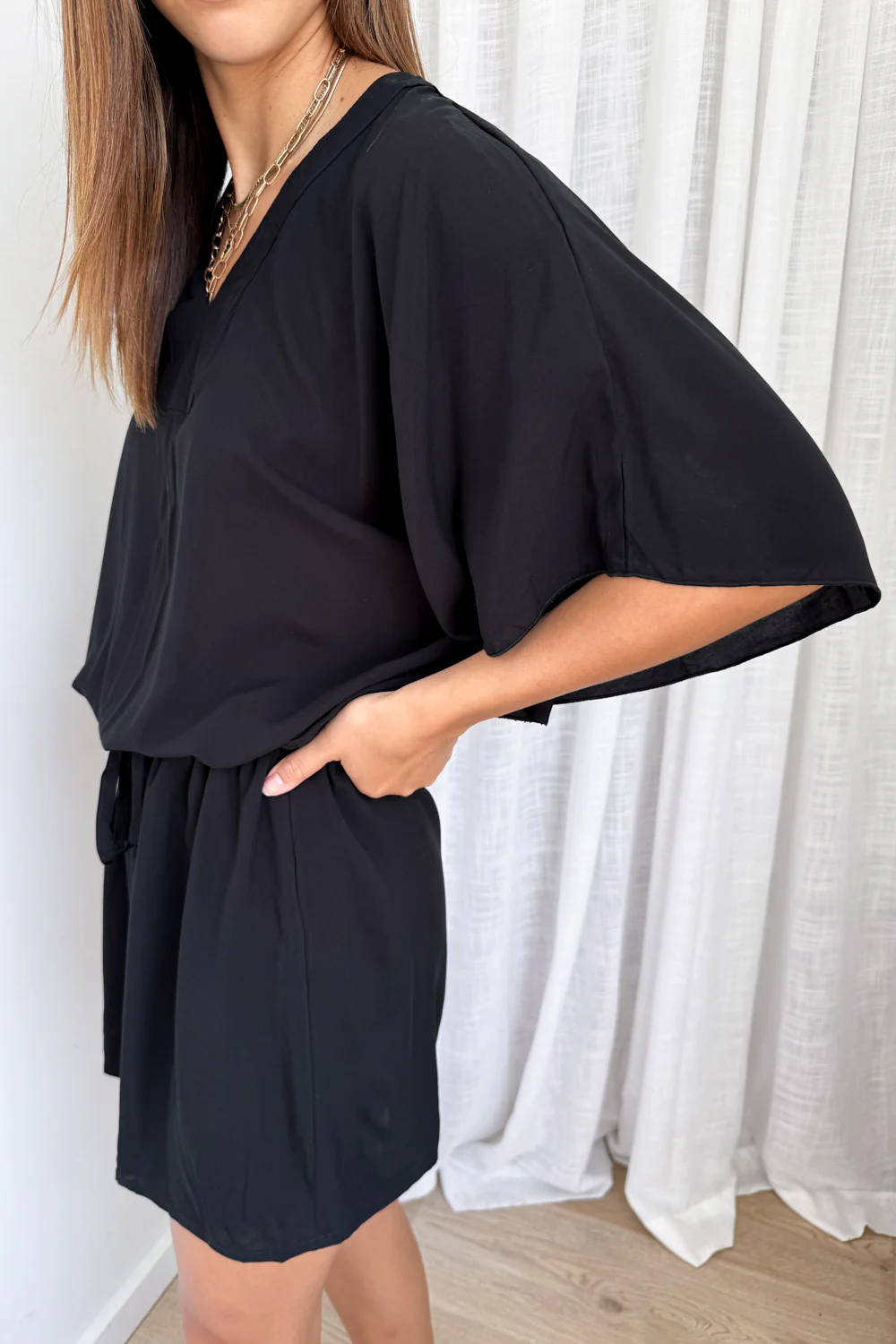 Mandala Kaftan - Plain Black - Image 4
