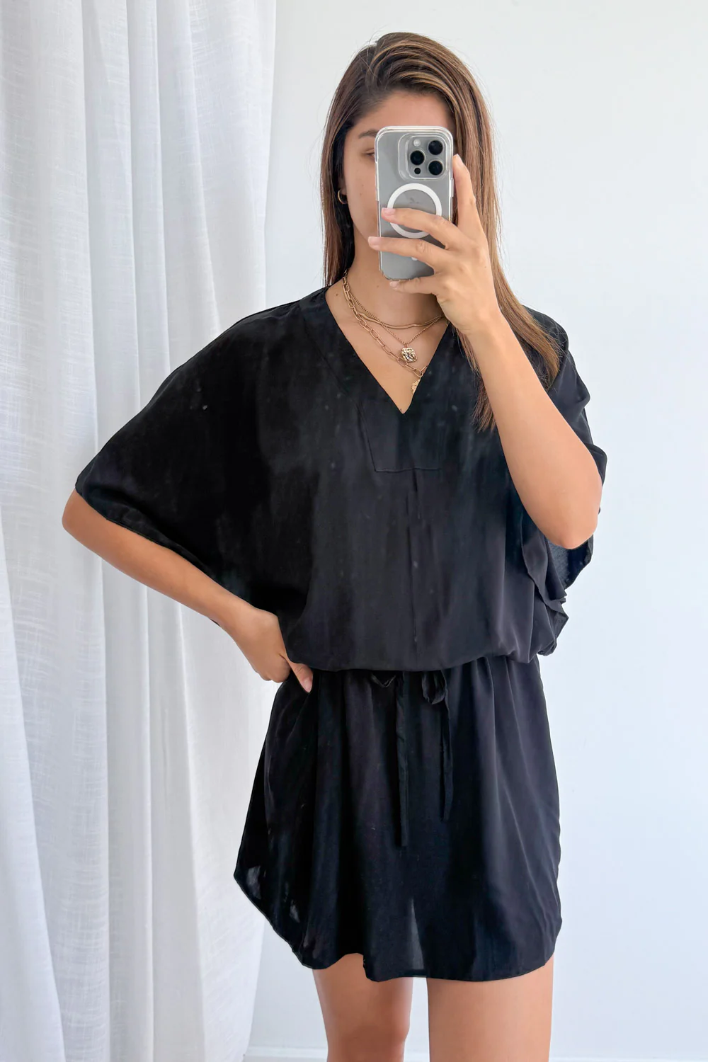 Mandala Kaftan - Plain Black - Image 7