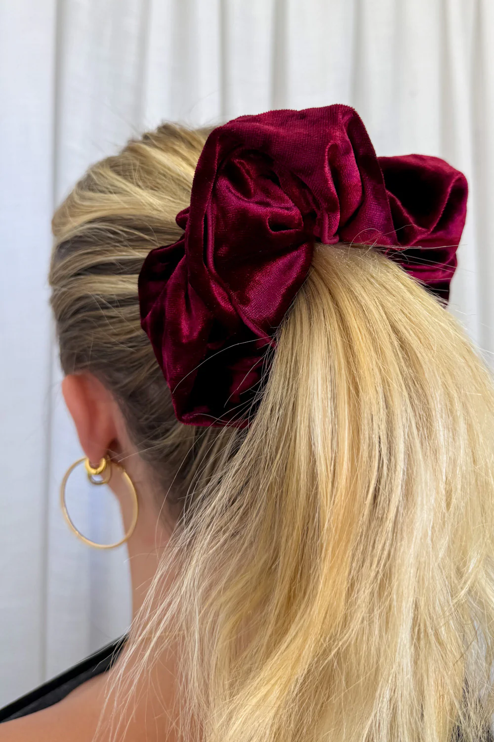 Maple Velour Oversized Scrunchie - Merlot - Image 2