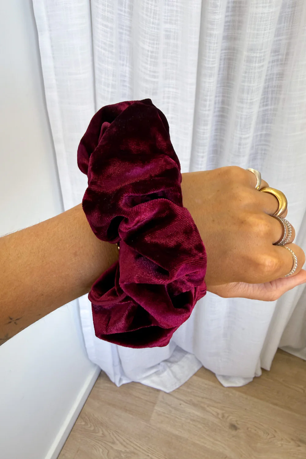 Maple Velour Oversized Scrunchie - Merlot - Image 3