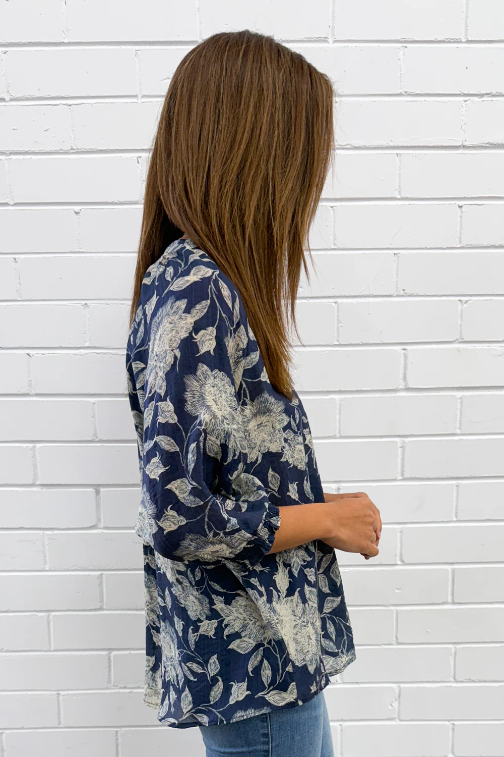 Marnie Blouse - Navy Cream Floral - Image 17