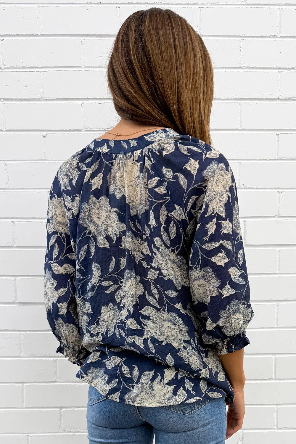 Marnie Blouse - Navy Cream Floral - Image 18