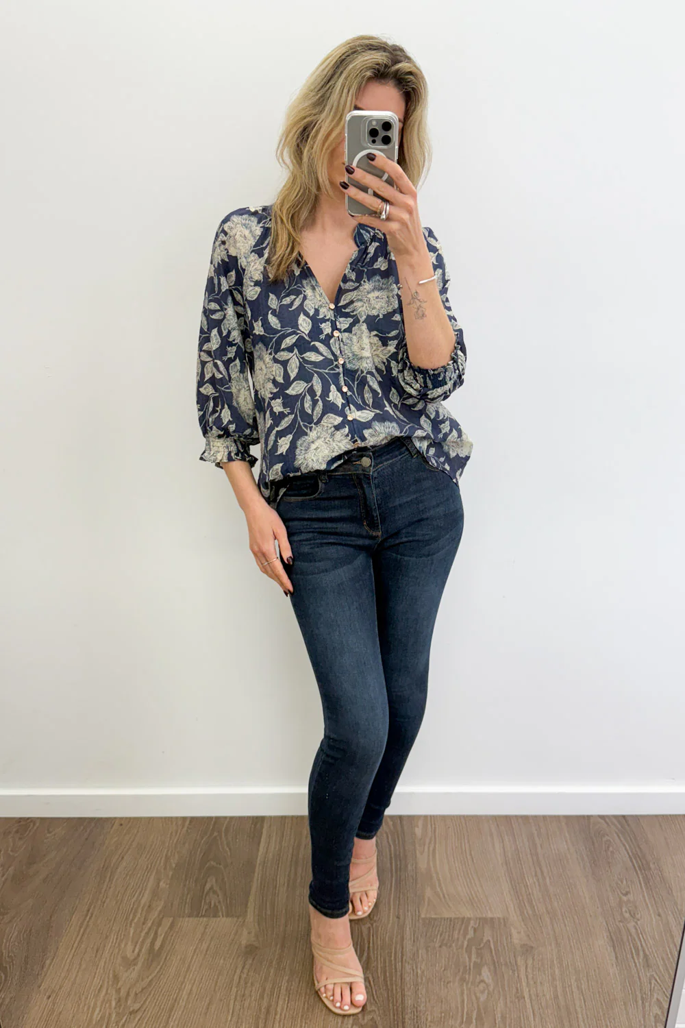 Marnie Blouse - Navy Cream Floral - Image 21