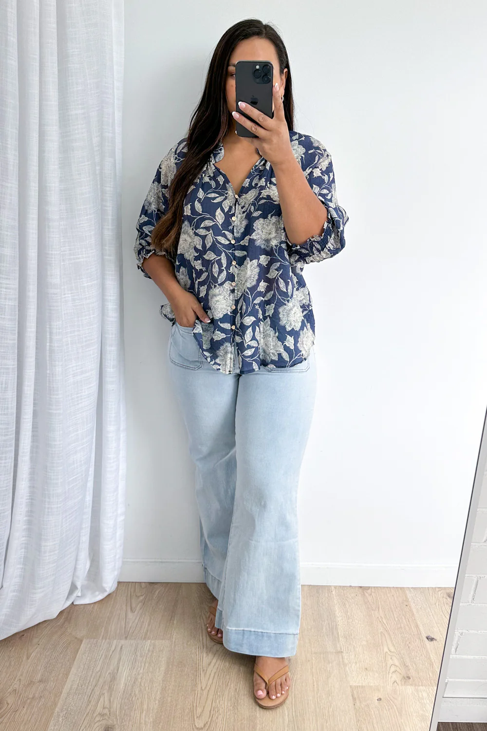 Marnie Blouse - Navy Cream Floral - Image 22
