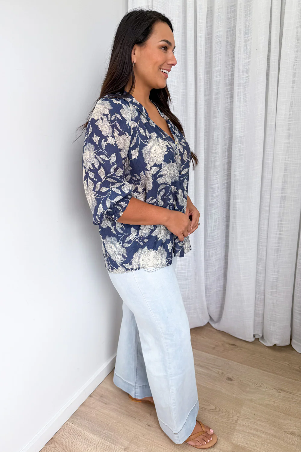 Marnie Blouse - Navy Cream Floral - Image 24