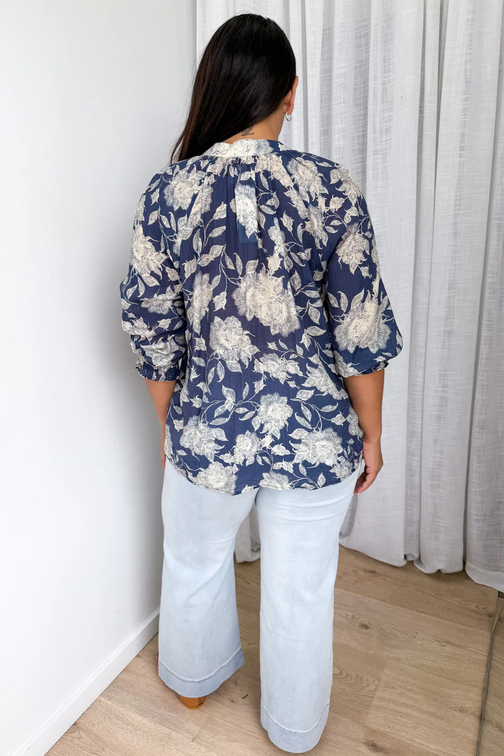 Marnie Blouse - Navy Cream Floral - Image 25