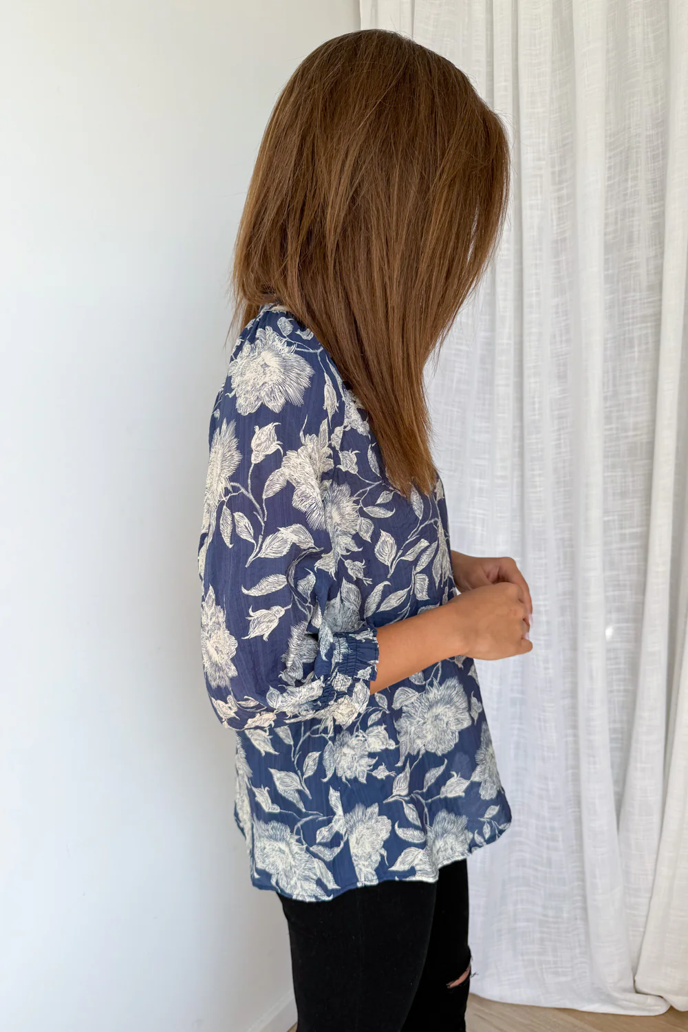Marnie Blouse - Navy Cream Floral - Image 8