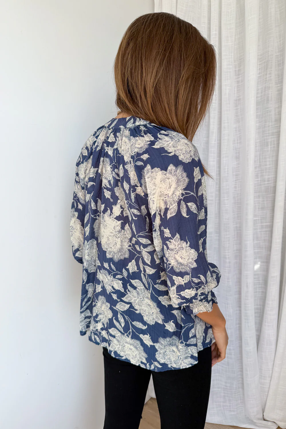 Marnie Blouse - Navy Cream Floral - Image 9