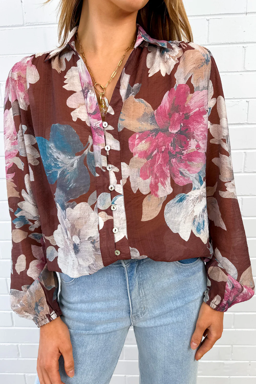 Mary Shirt - Chocolate Floral - Image 2