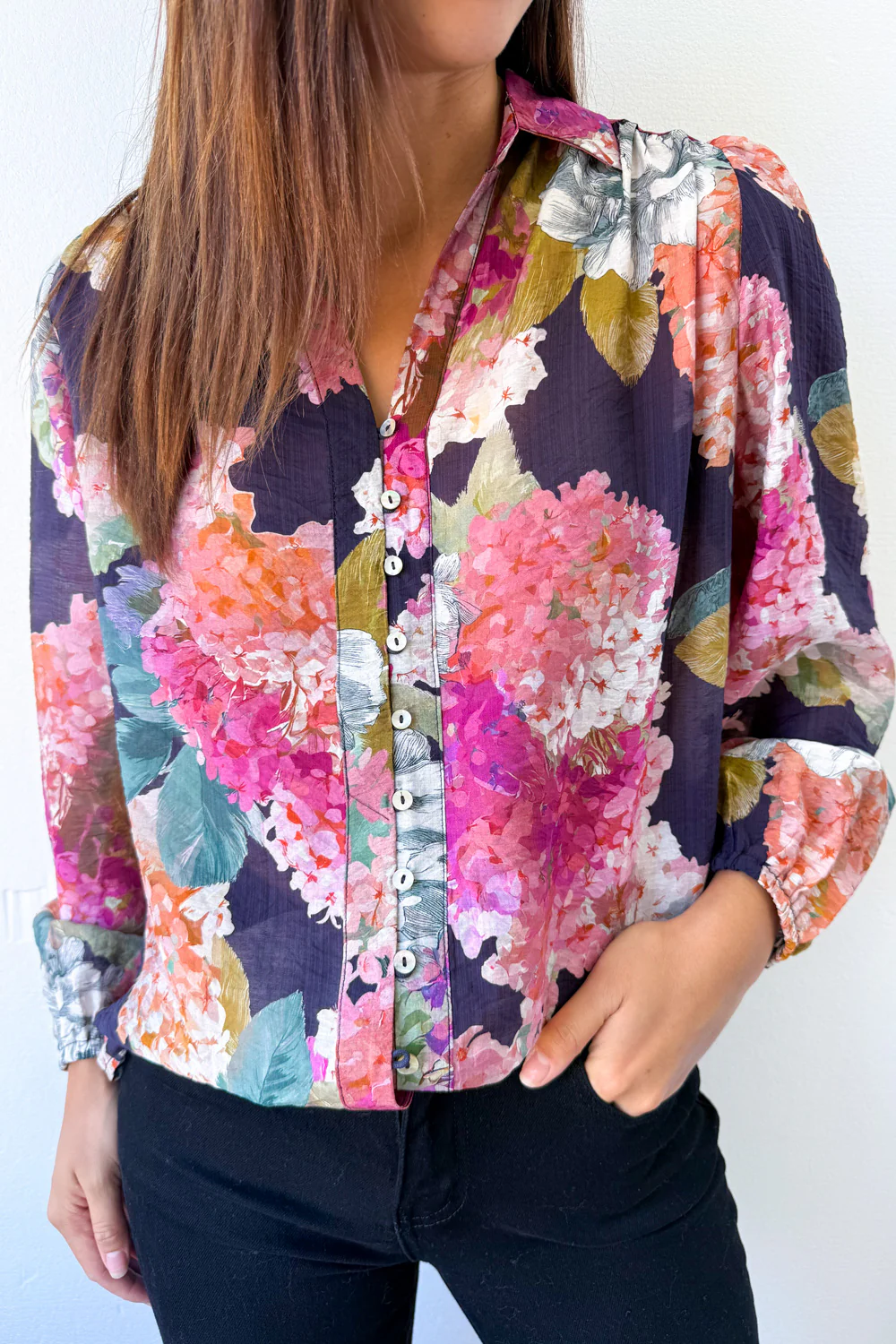 Mary Shirt - Navy Bloom - Image 3