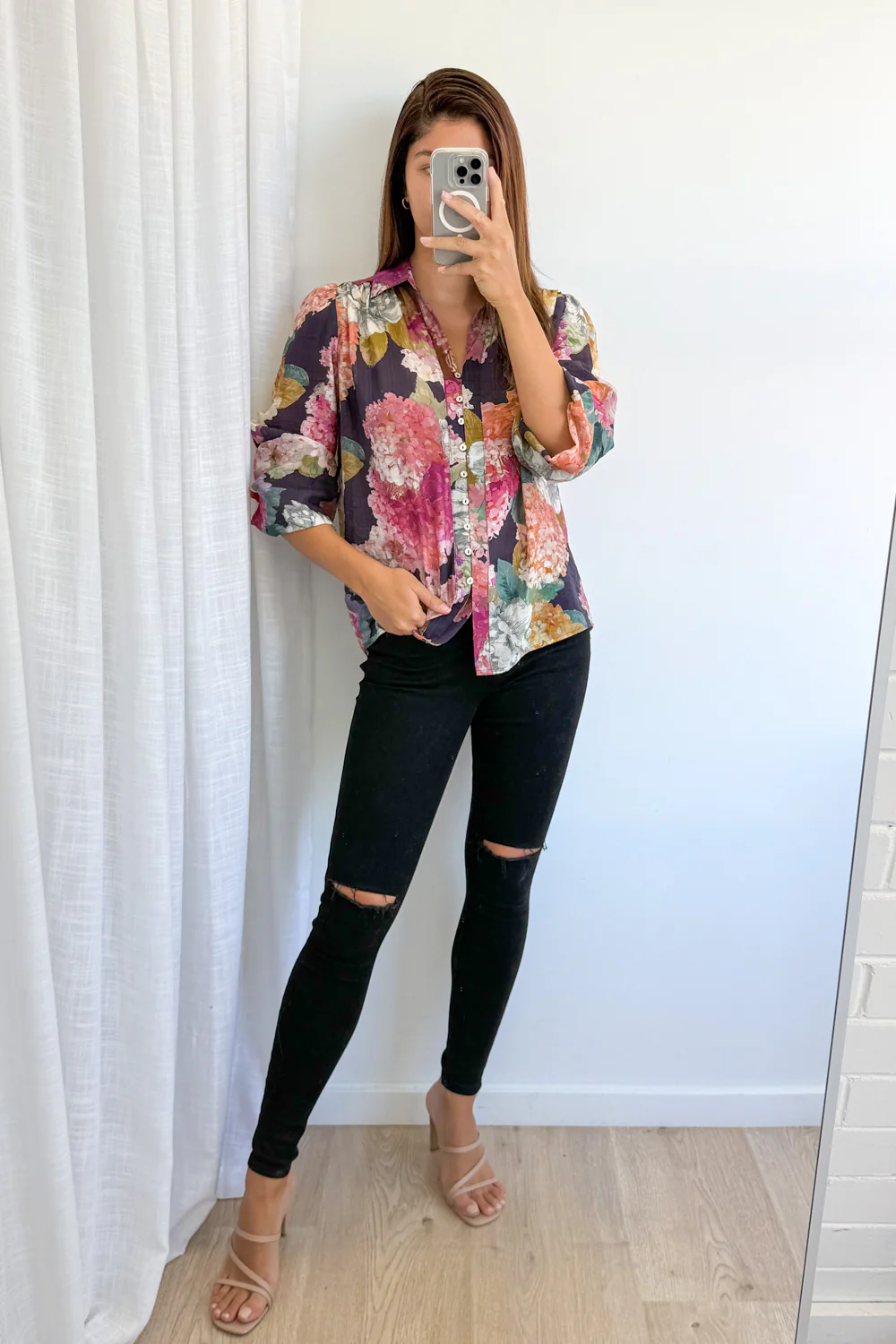 Mary Shirt - Navy Bloom - Image 4