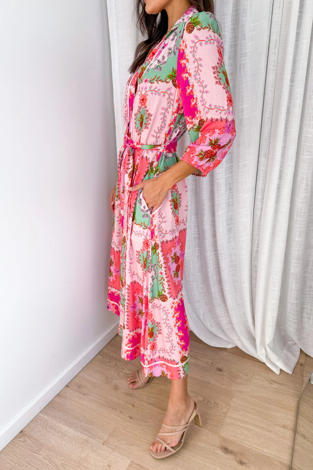 Maui Bloom Dress - Pink Floral Patchwork - Image 18