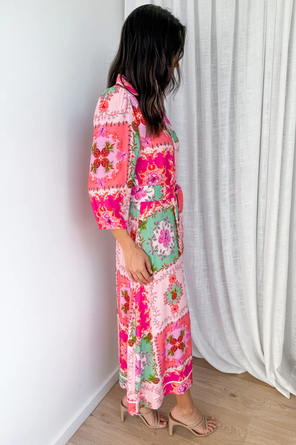 Maui Bloom Dress - Pink Floral Patchwork - Image 19