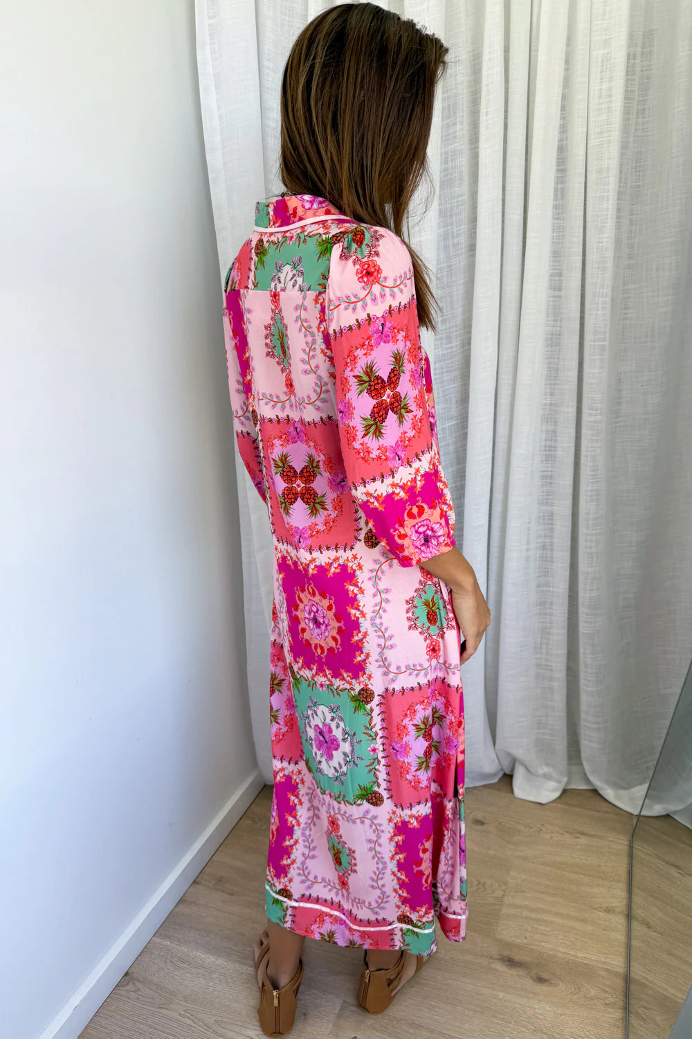 Maui Bloom Dress - Pink Floral Patchwork - Image 2