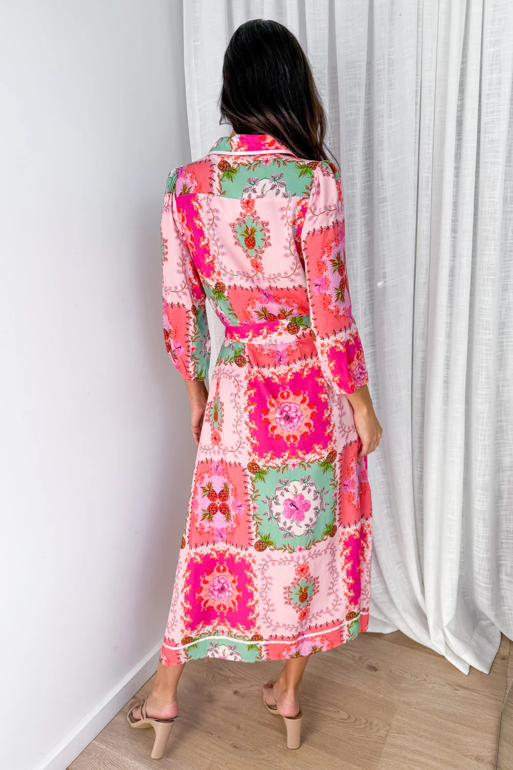 Maui Bloom Dress - Pink Floral Patchwork - Image 20