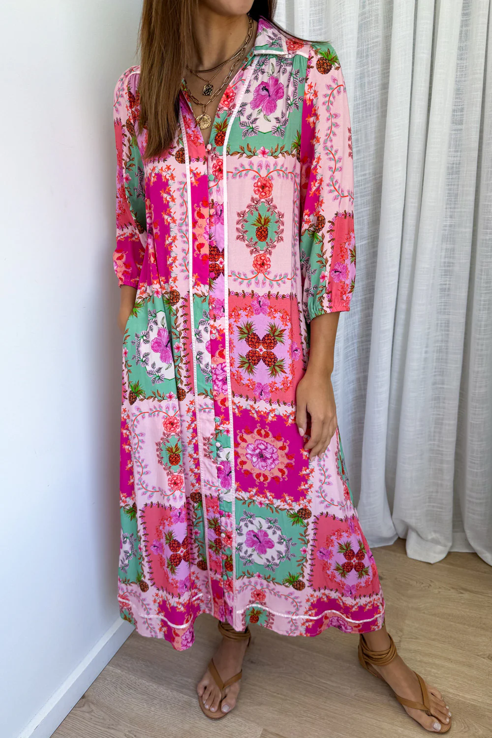 Maui Bloom Dress - Pink Floral Patchwork - Image 5
