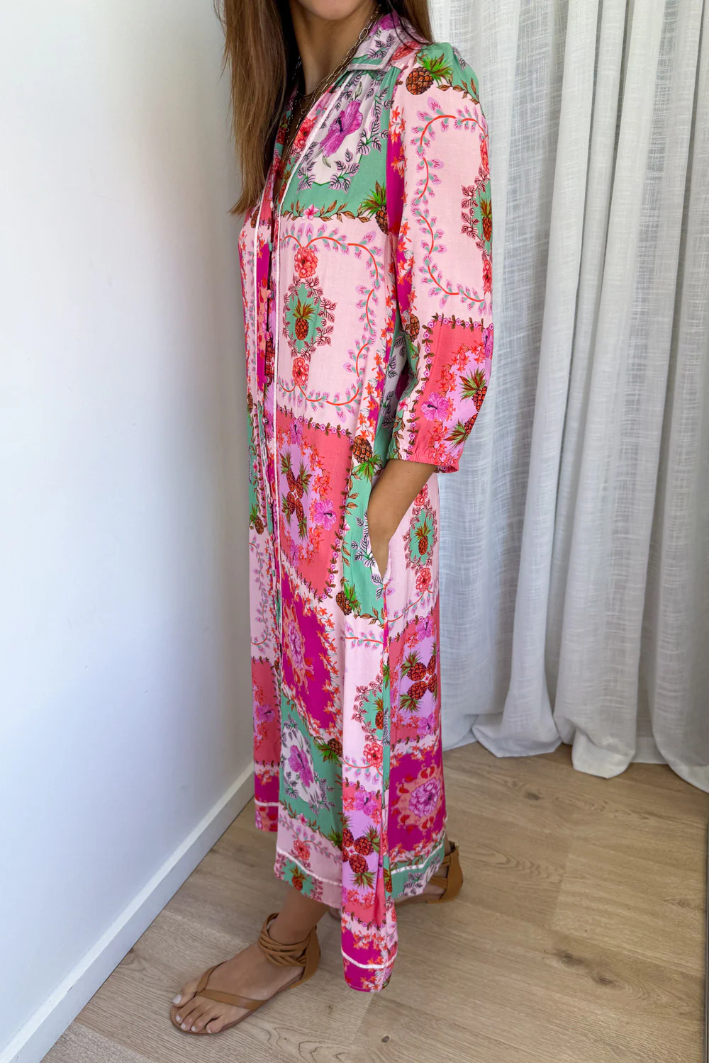 Maui Bloom Dress - Pink Floral Patchwork - Image 6