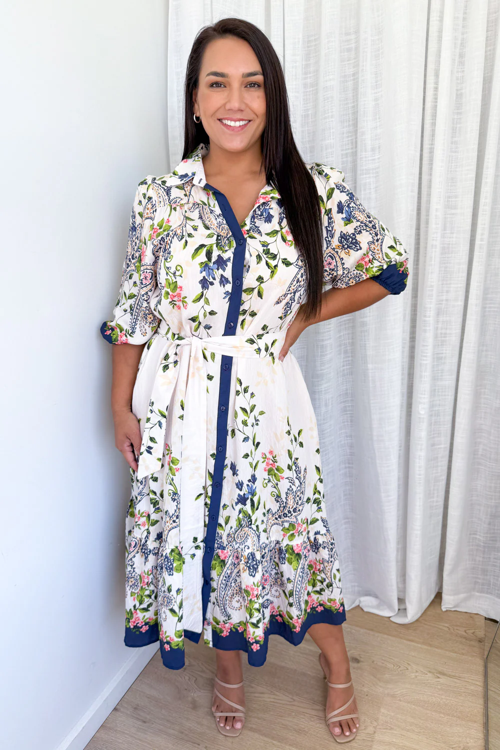 Mira Dress - Navy Paisley Floral - Image 8