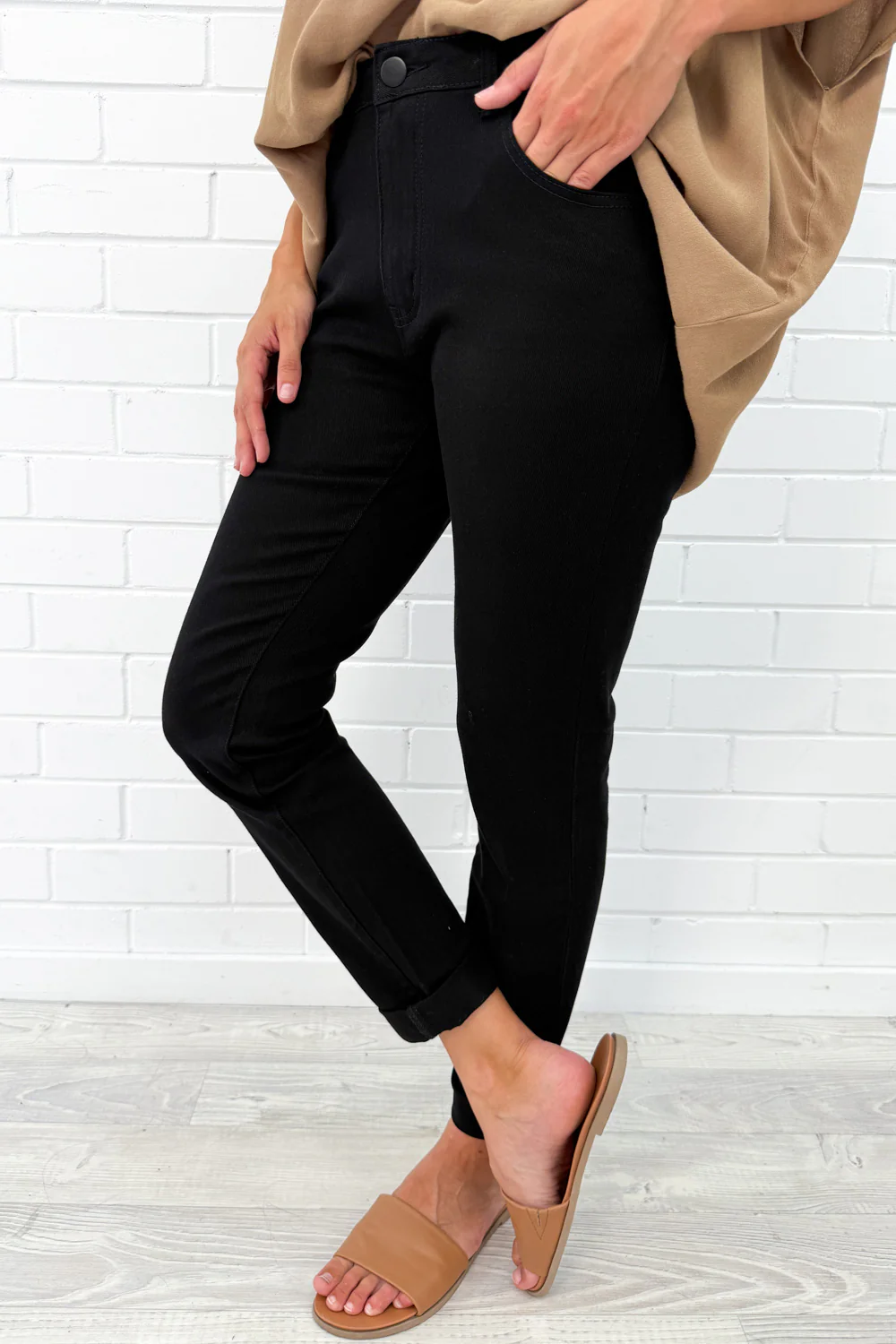 Mum Babe Straight Leg Jeans - Black Denim - Image 4