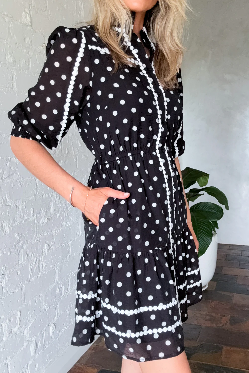Nevie Dress - Black White Spot - Image 4