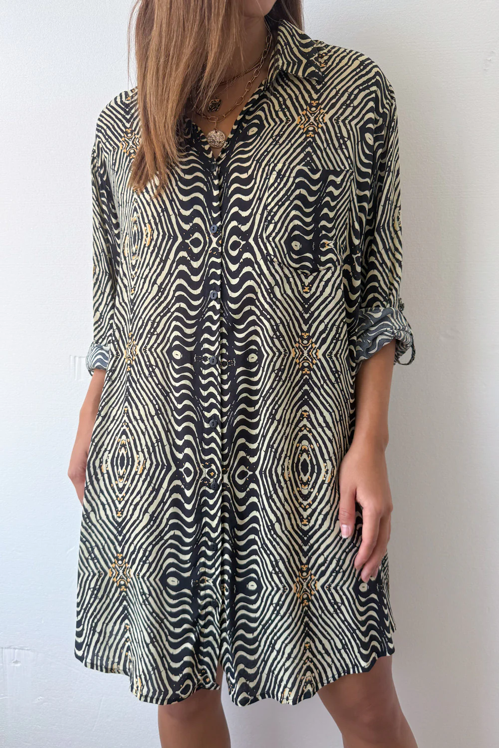 Nirvana Shirt Dress - Black Tribal - Image 10