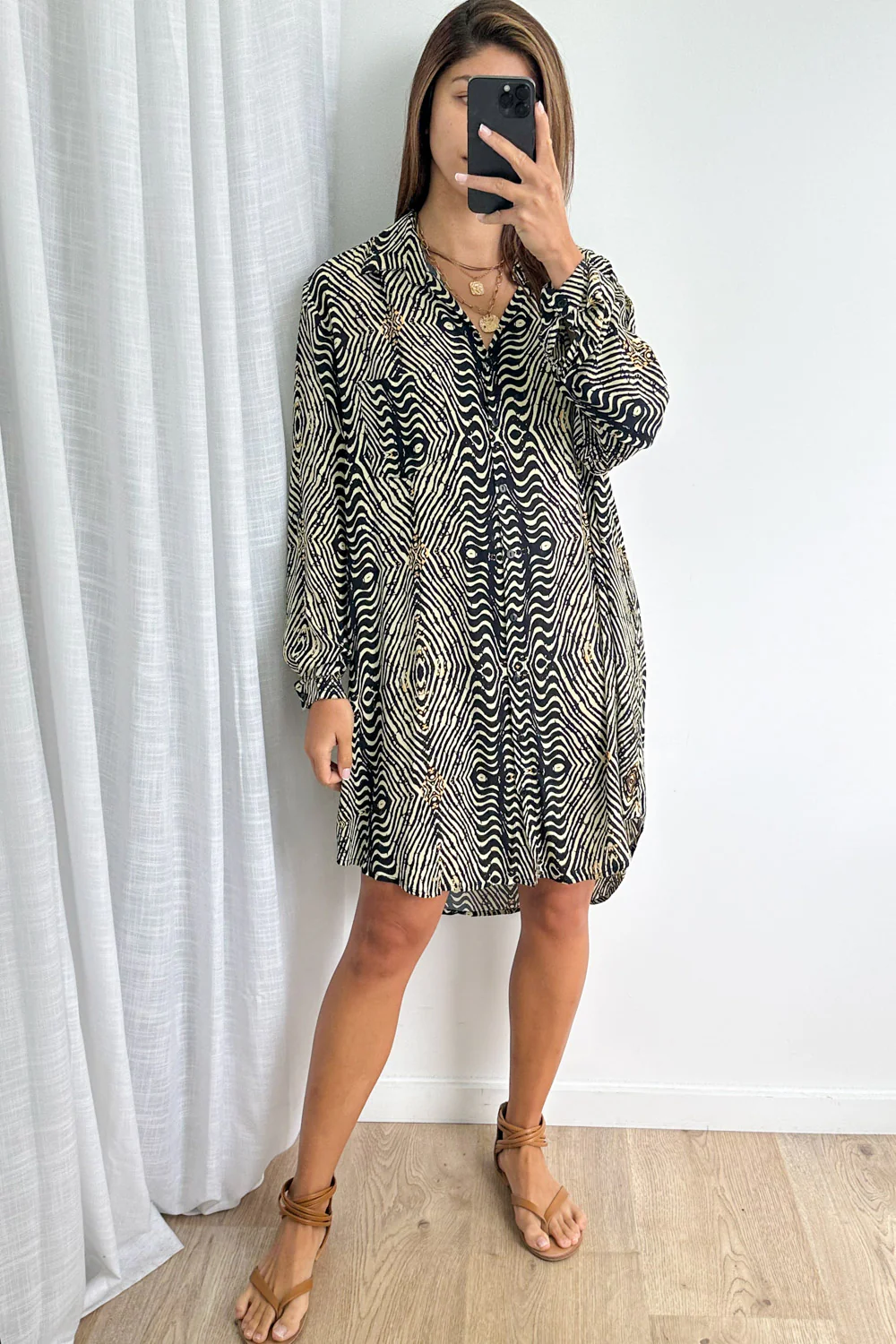 Nirvana Shirt Dress - Black Tribal - Image 16