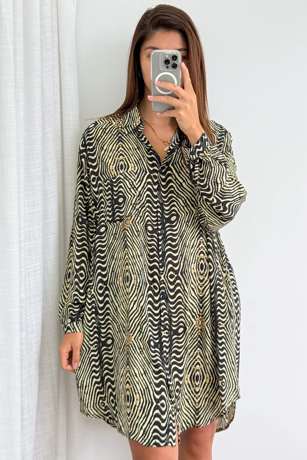 Nirvana Shirt Dress - Black Tribal - Image 6