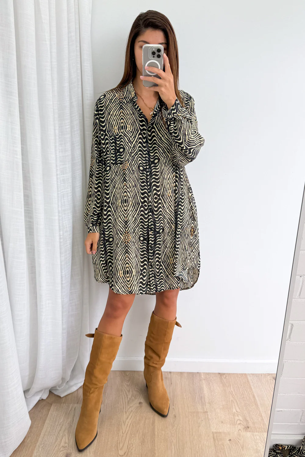 Nirvana Shirt Dress - Black Tribal - Image 7