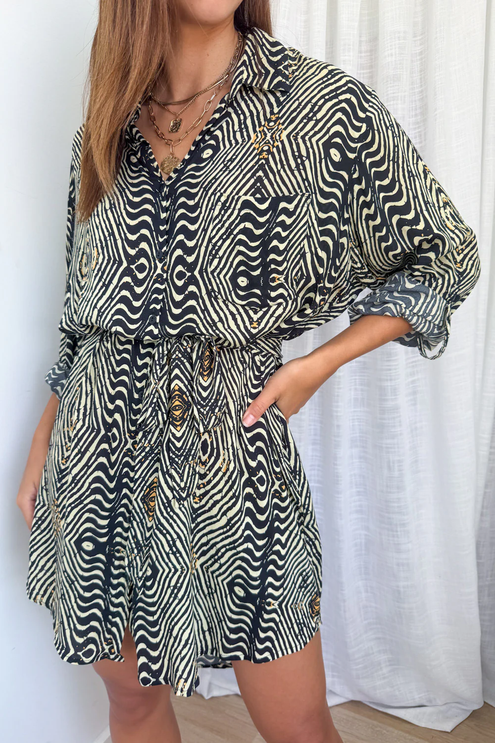 Nirvana Shirt Dress - Black Tribal - Image 8