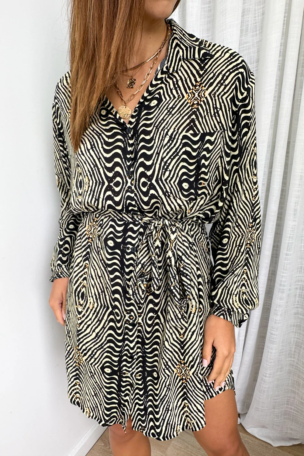 Nirvana Shirt Dress - Black Tribal - Image 9