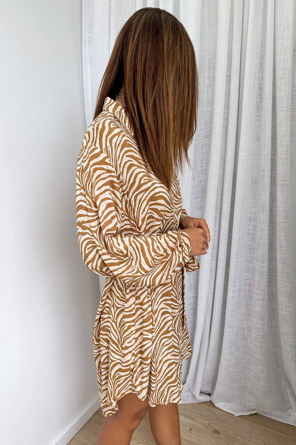 Nirvana Shirt Dress - Latte Zebra - Image 15