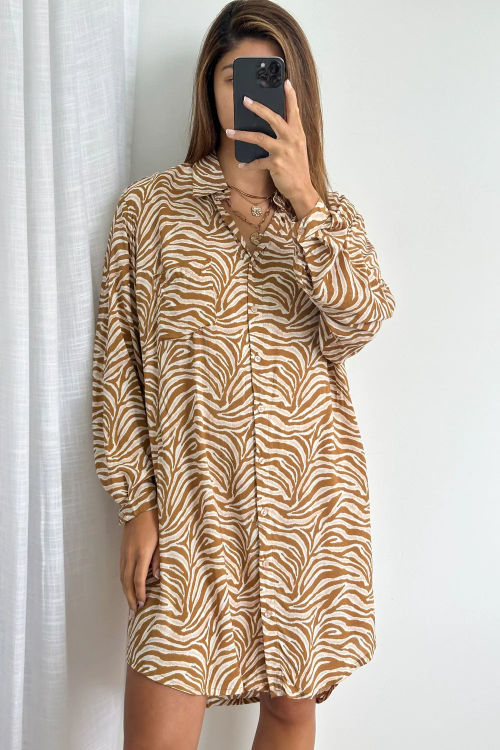 Nirvana Shirt Dress - Latte Zebra - Image 17