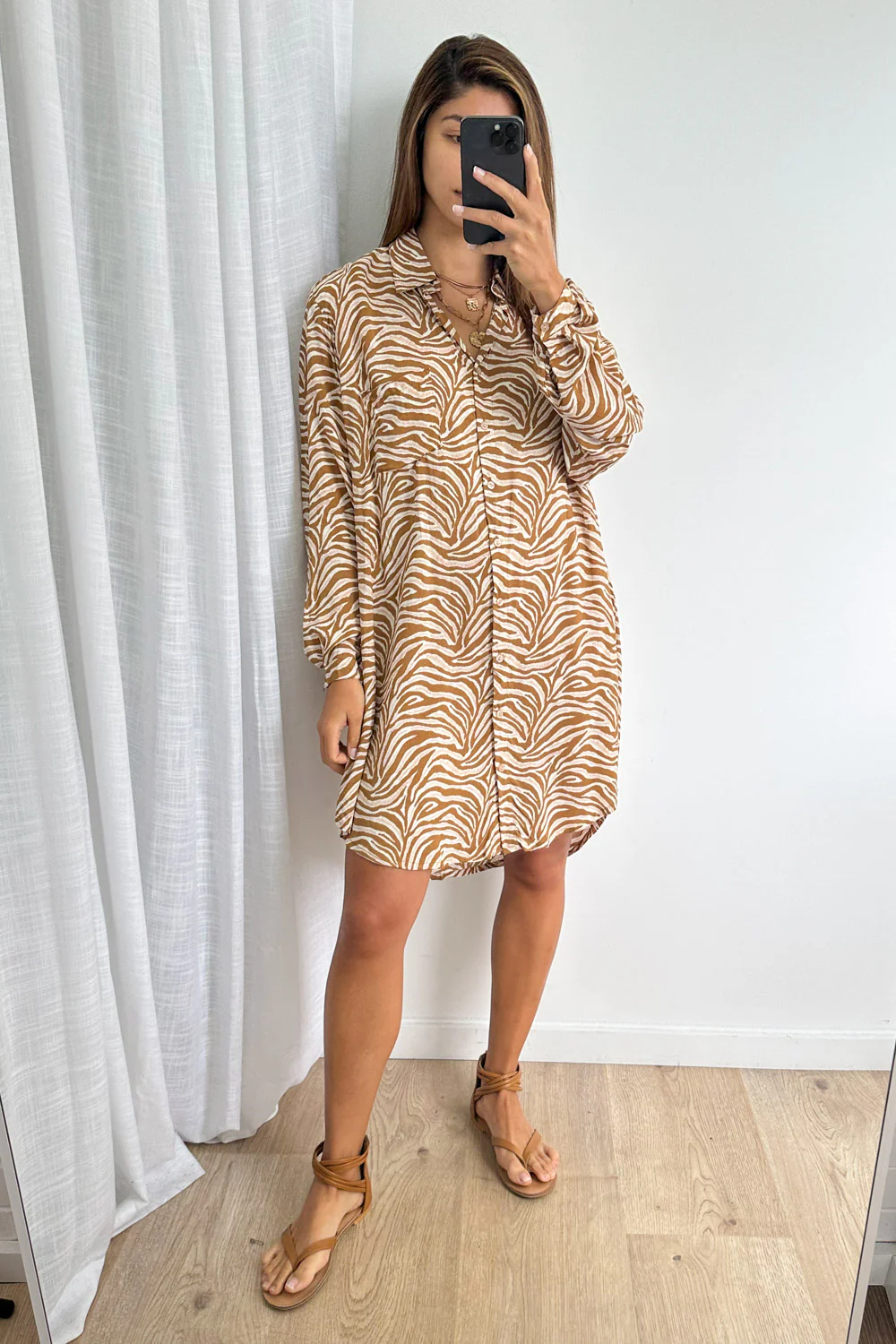 Nirvana Shirt Dress - Latte Zebra - Image 18