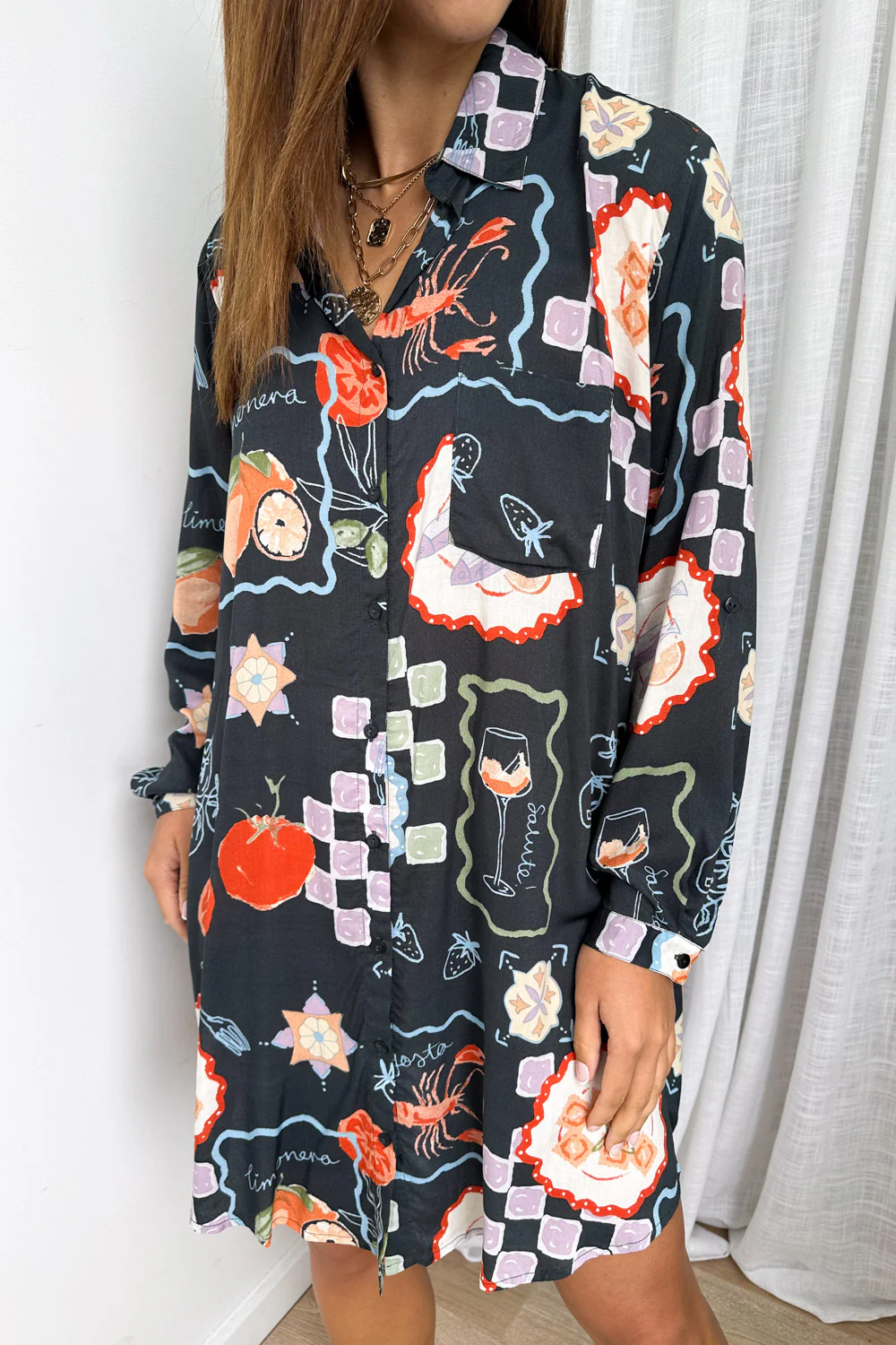 Nirvana Shirt Dress - Navy Platter - Image 11