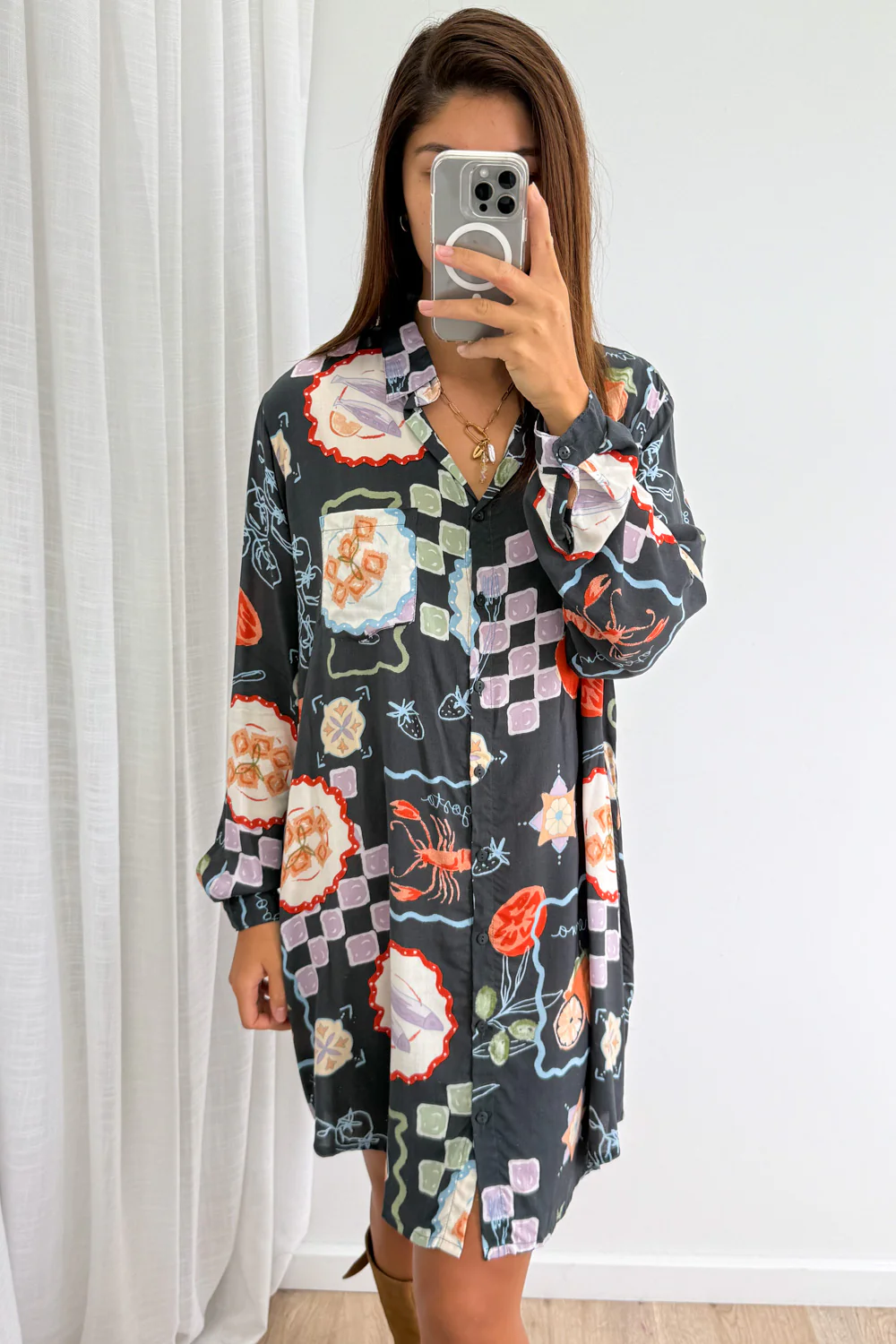 Nirvana Shirt Dress - Navy Platter - Image 6