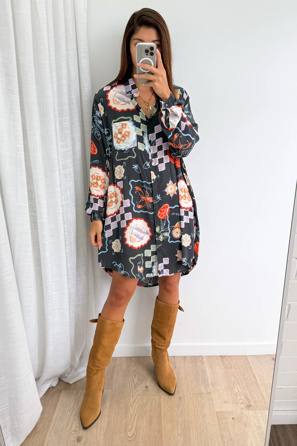 Nirvana Shirt Dress - Navy Platter - Image 7
