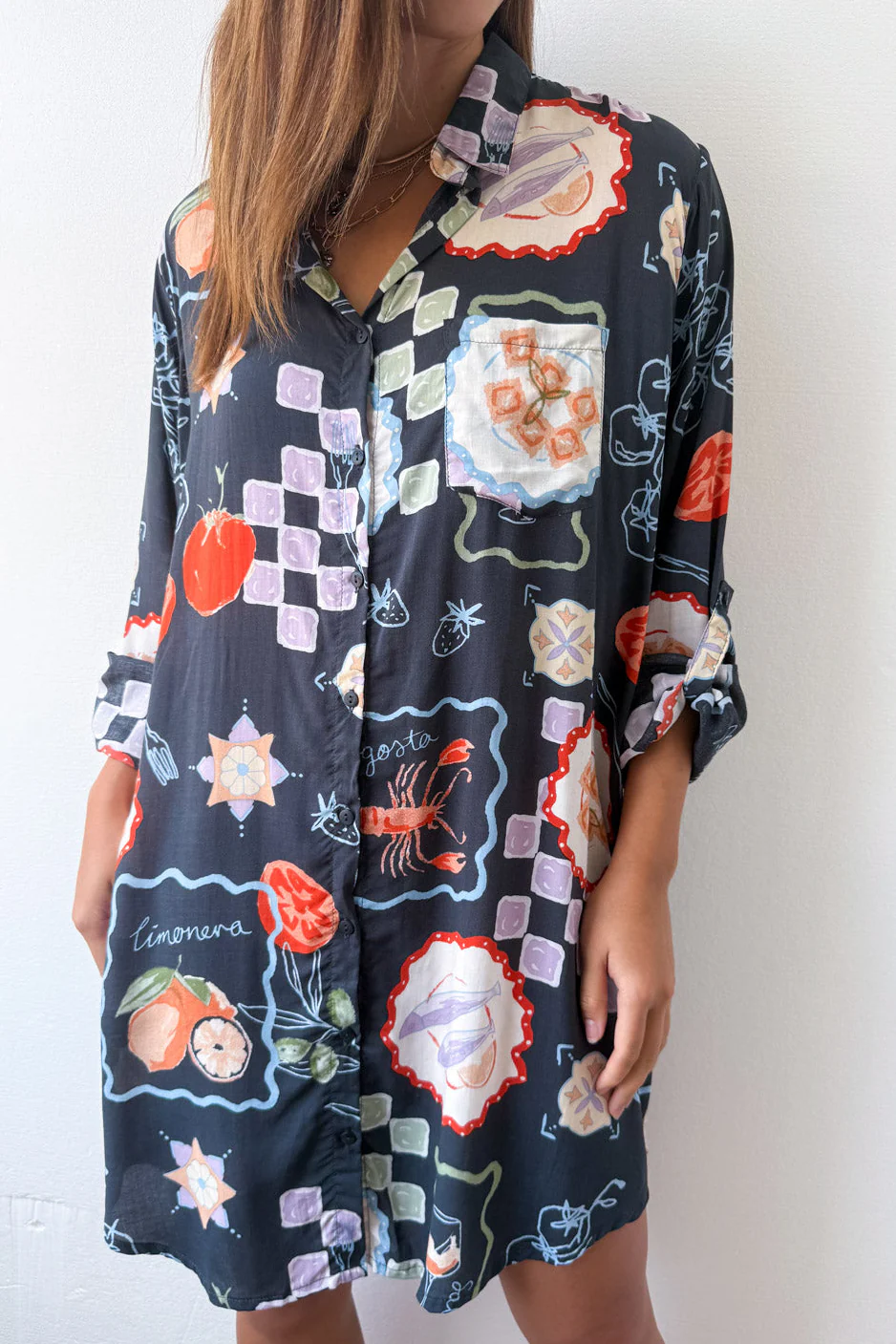Nirvana Shirt Dress - Navy Platter - Image 8